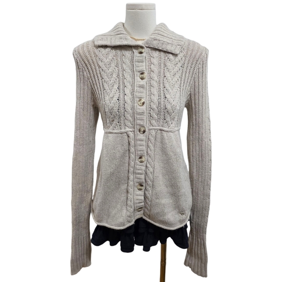 Abercrombie & Fitch Sweaters - !! SOLD !!     Abercrombie vintage tan / cream knit babydoll cardigan sweater